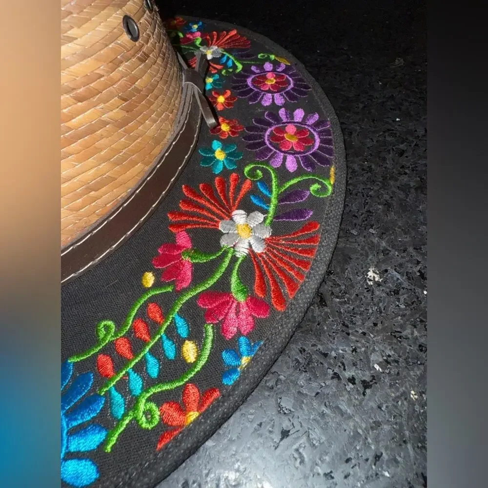NEW artesanal embroided made in mexico Embroidered Floral Women's Hat ONE SIZE